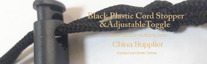 Bouchon en plastique noir de corde et cabillot réglable